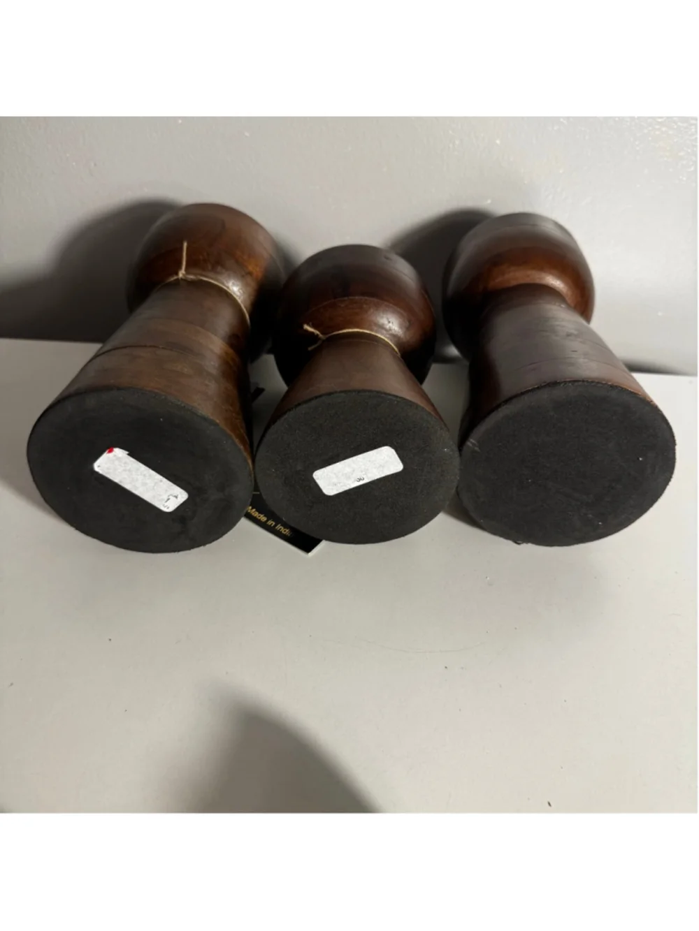 Set of 3 Dark “wood” Pillar Candle Holders India Connection Brown Black